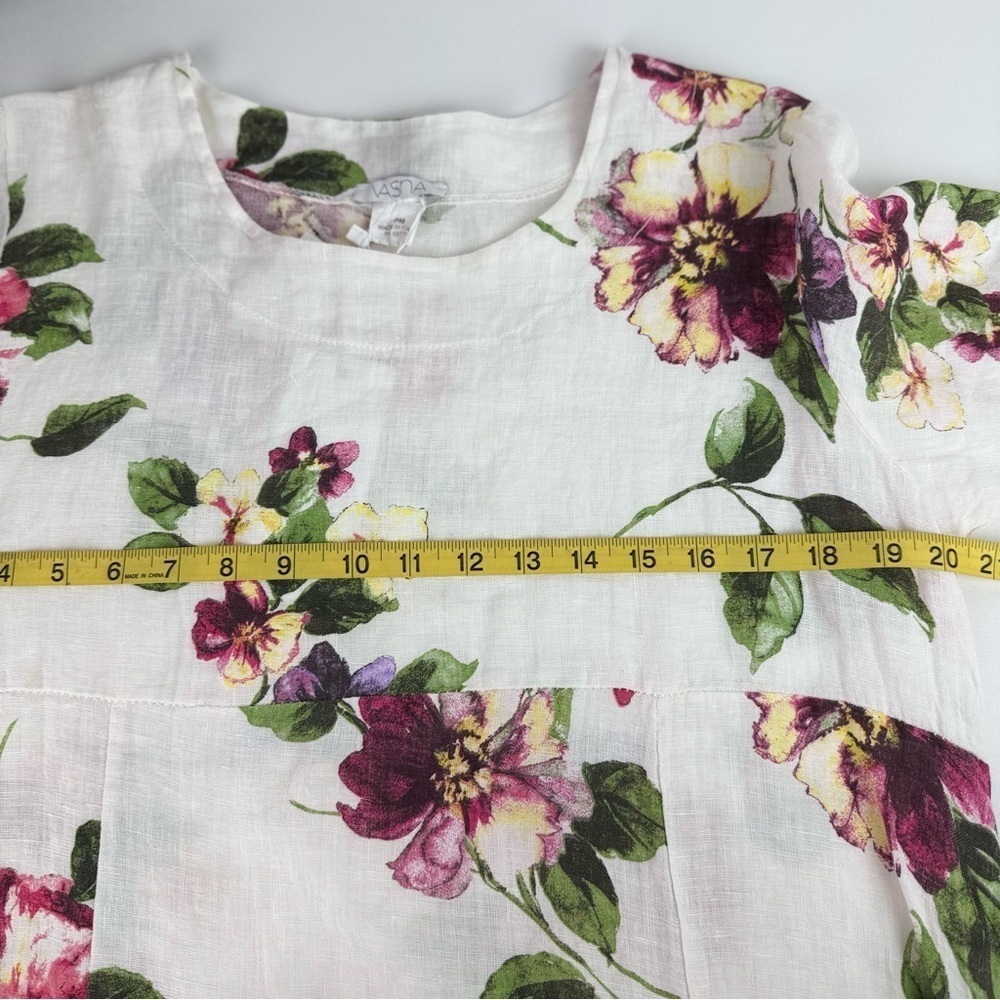 NWT Vasna Italy 100% Linen Floral Tunic Dress White PM - Picture 6 of 12